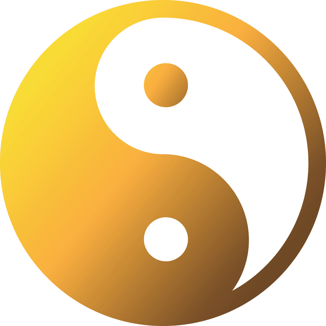 Golden Ying Yang Symbol Vector on Transparent Background