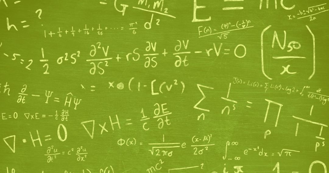 Green Chalkboard Filled With Mathematical Equations and Formulas