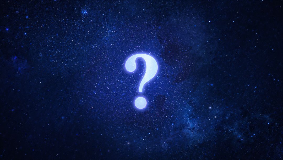 Cosmic Question Mark Glowing in Starry Night Sky