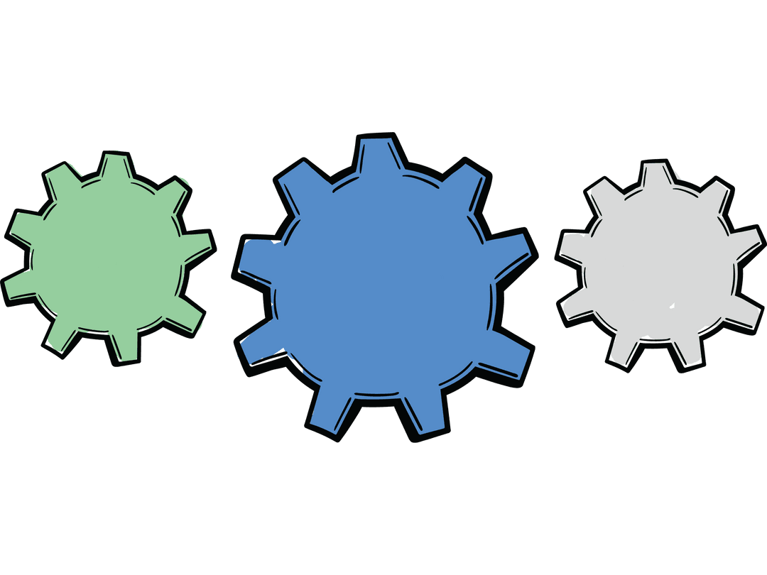 Colorful Transparent Gears Symbolizing Connection and Collaboration