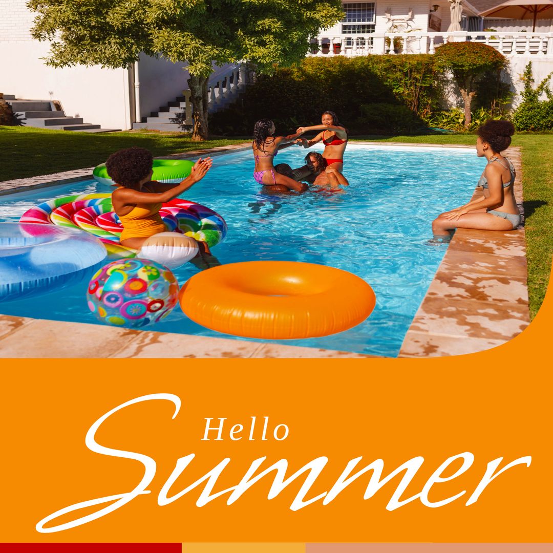 Cheerful Friends Enjoying Summer Pool Party