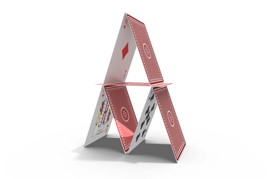 Transparent Vector Illustration of Stacked Card Castle