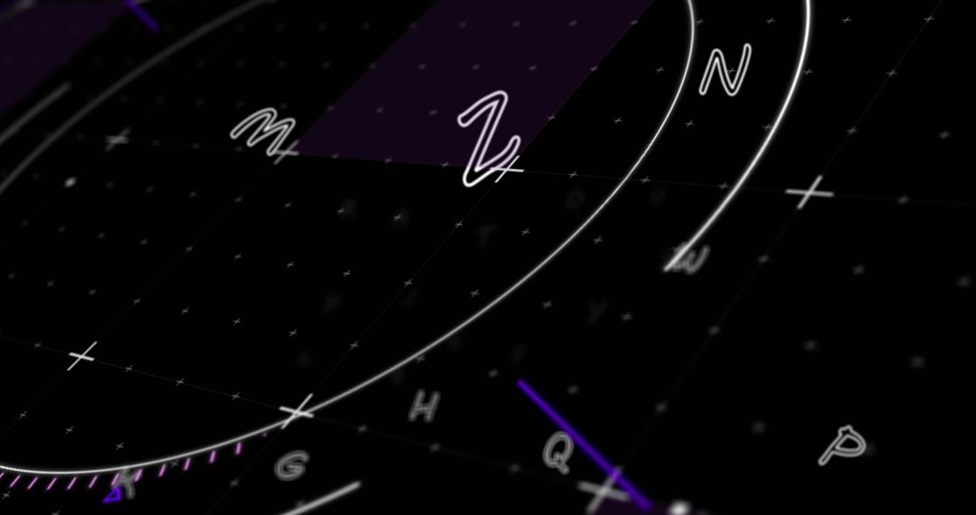 Abstract Digital Interface with Circular Patterns on Black Background