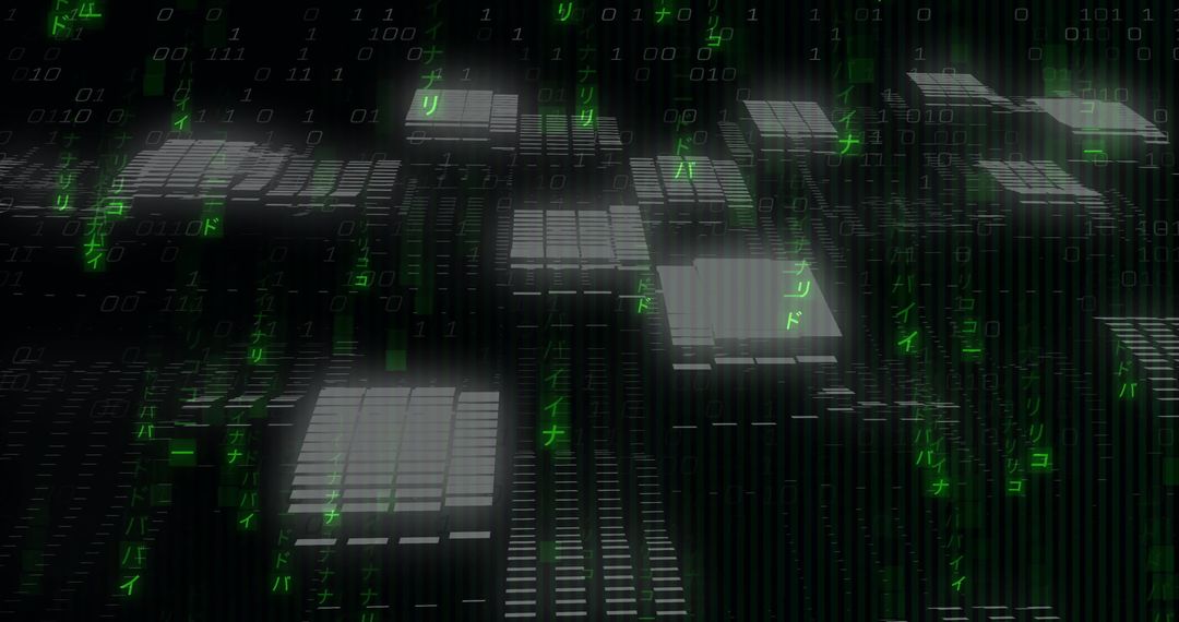 Futuristic Binary Code and Digital Blocks in Virtual Space - Free Images, Stock Photos and Pictures on Pikwizard.com