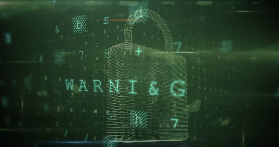 Digital Padlock Data Encryption Warning Cyber Security