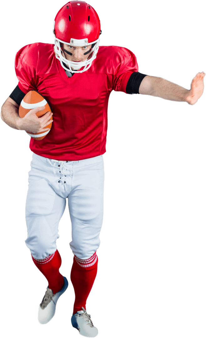 Transparent Football Player Defending With Intensity in Game