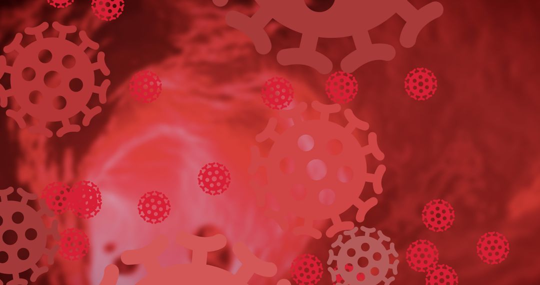 Red Coronavirus Cells Under Microscope with Digital Animation