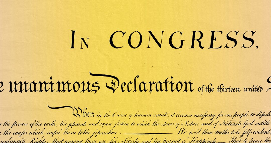 Closeup of Historical United States Declaration Text on Gradient