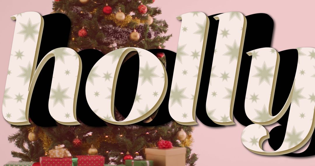 Festive Holiday Text with Christmas Tree Background