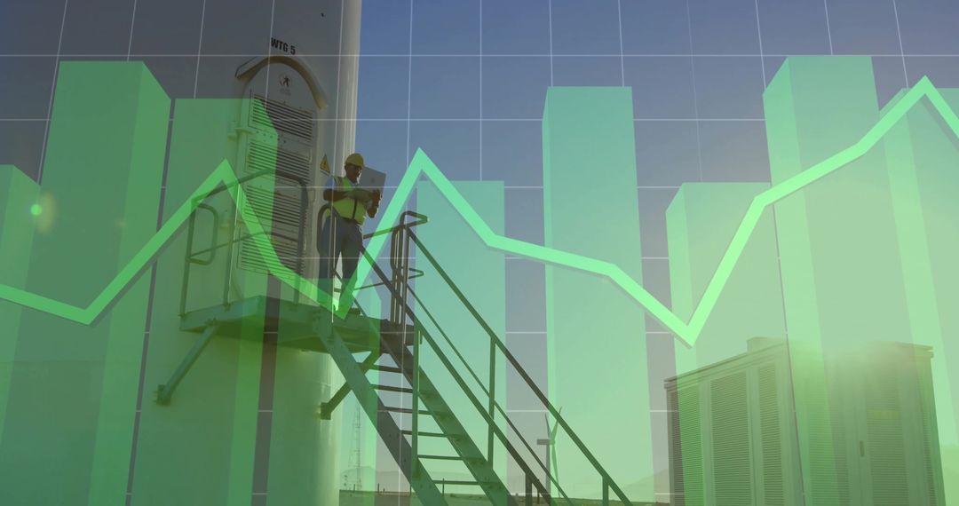Engineer Analyzing Data with Tablet Next to Industrial Tank