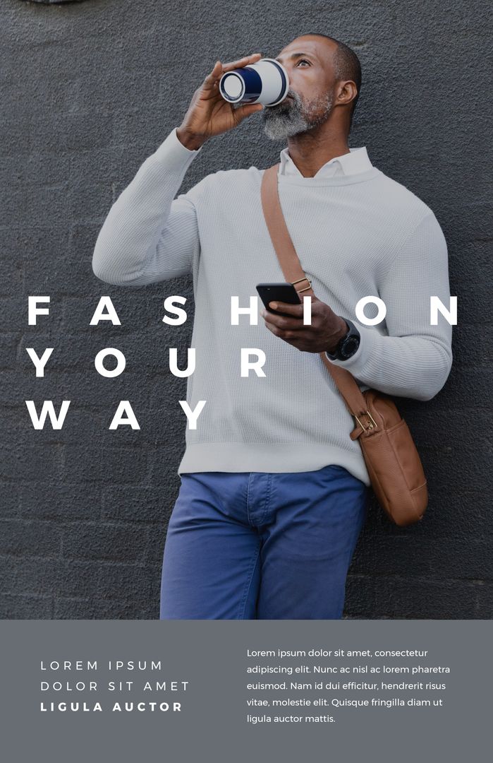 Stylish Man Enjoying Coffee Break Outdoors in Trendy Attire