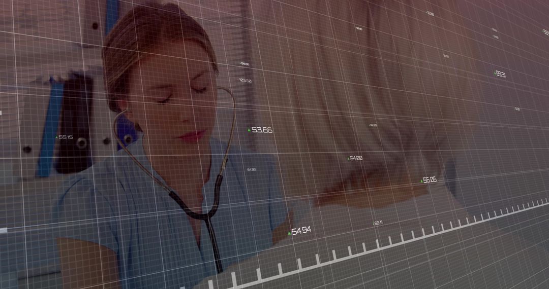 Medical Professional Using Stethoscope with Digital Interface