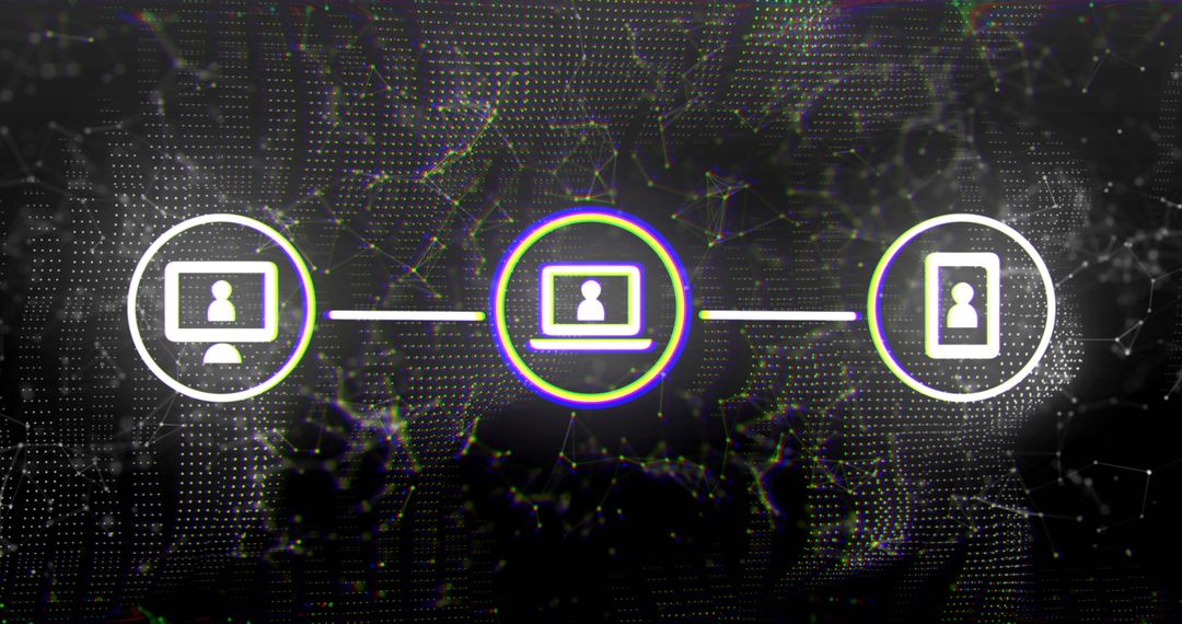 Digital Communication Network Symbols on Dark Background