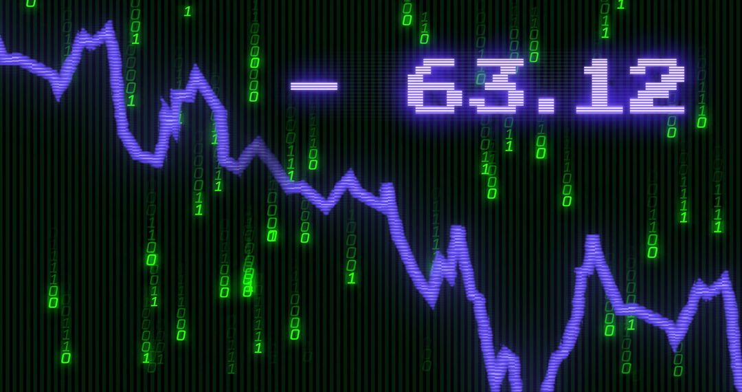 Declining Stock Market Graph with Digital Finance Concept