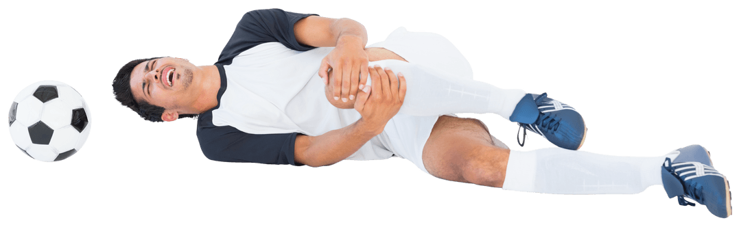 Transparent Football Player Writhing in Pain on Field