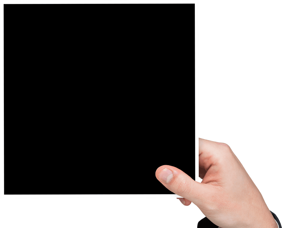 Hand Holding Blank Photo Frame on Transparent Background