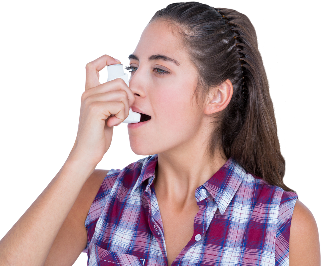 Woman Using Transparent Asthma Inhaler for Breathing - Download Free Stock Images Pikwizard.com