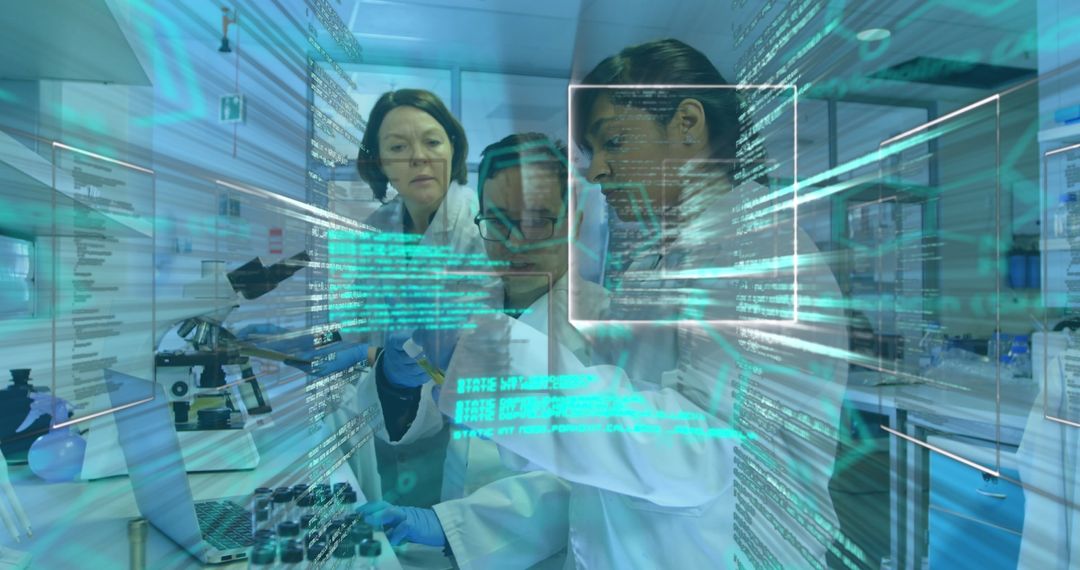 Innovative Scientists Analyzing Data in High-Tech Laboratory