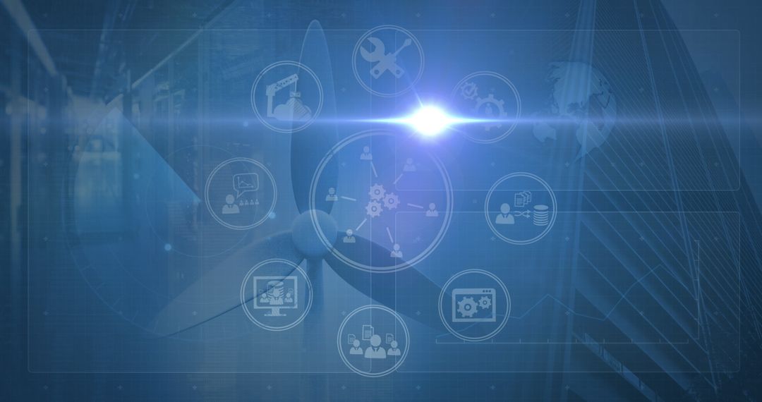 Digital Network Connections with Technology and Data Icons
