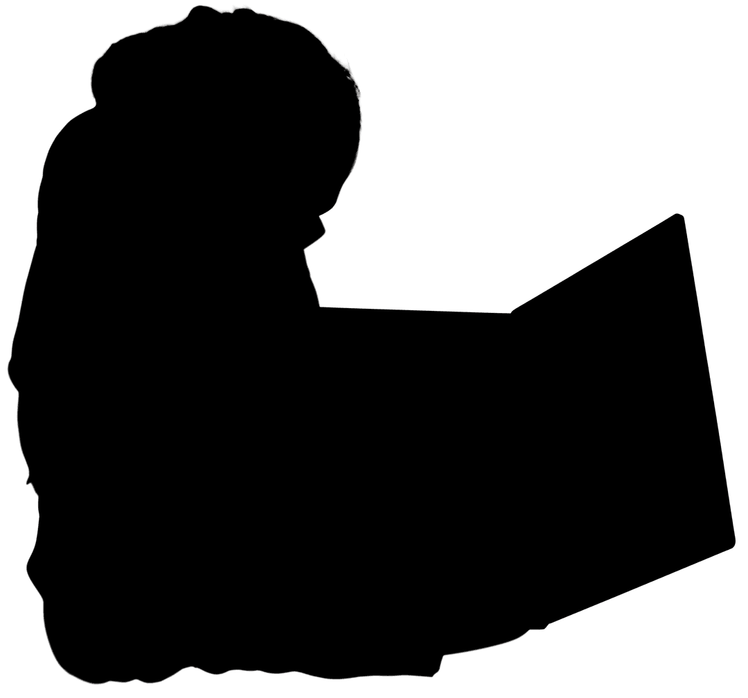 Silhouette of Businesswoman with Laptop, Transparent Background