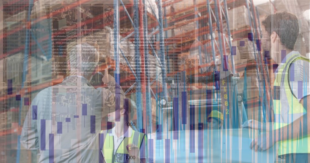 Warehouse Logistics Experts Analyzing Digital Data Integration