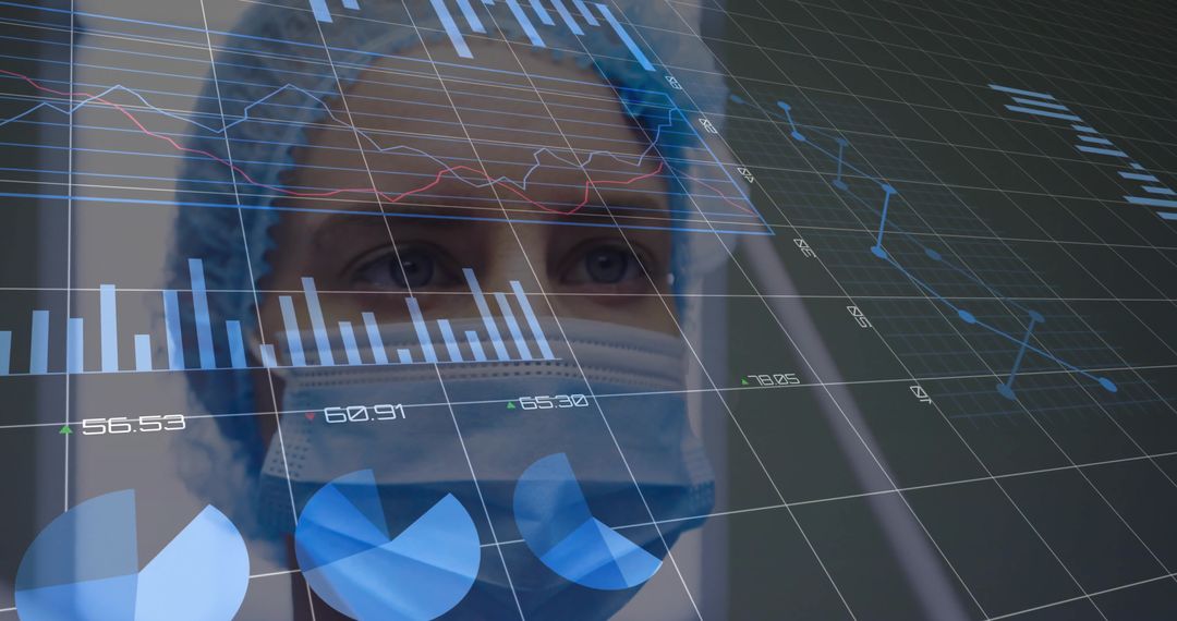 Nurse Interpreting Health Data with Glass Screen Display