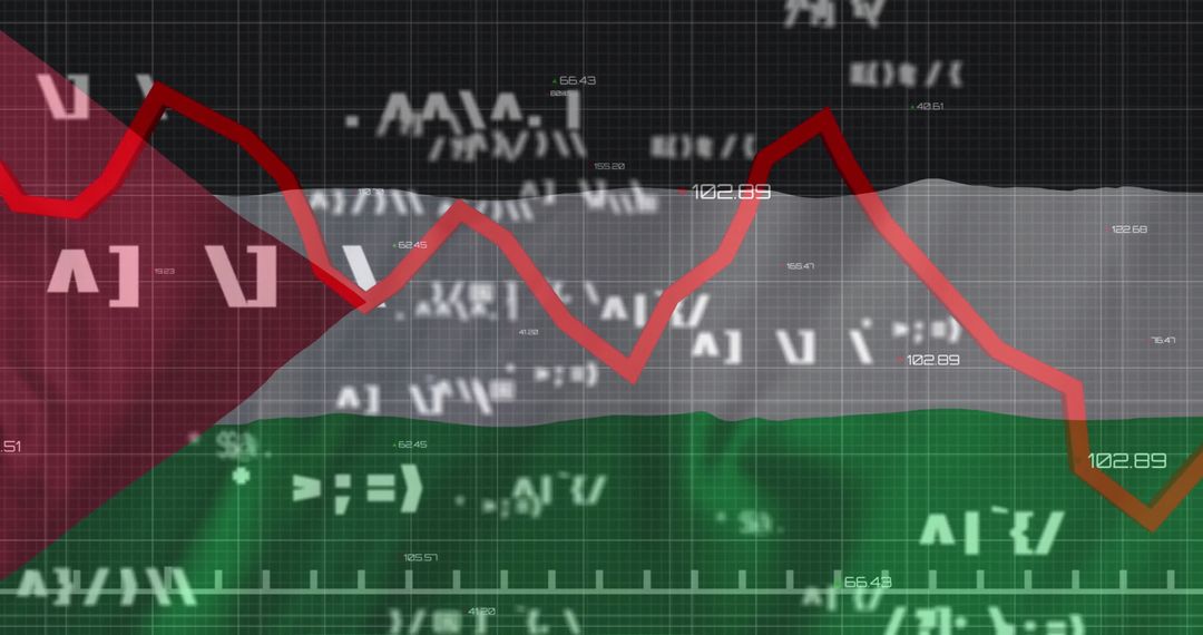 Financial Decline Against Palestinian Flag Background