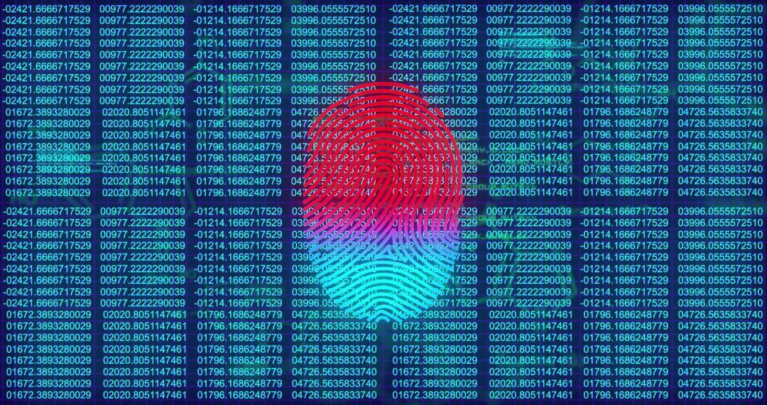 Fingerprint Biometrics on Digital Binary Code Background
