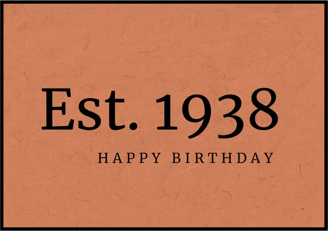 Vintage Happy Birthday Card with Est. 1938 - Download Free Stock Templates Pikwizard.com