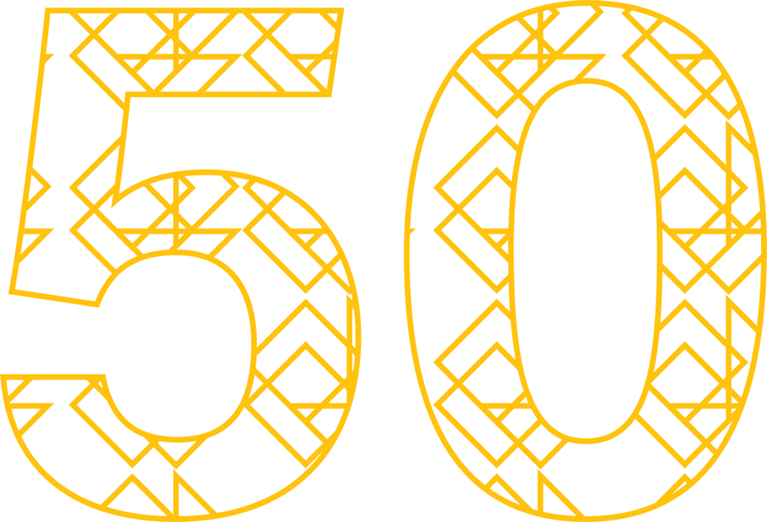 Transparent Number 50 with Yellow Geometric Pattern for Celebration