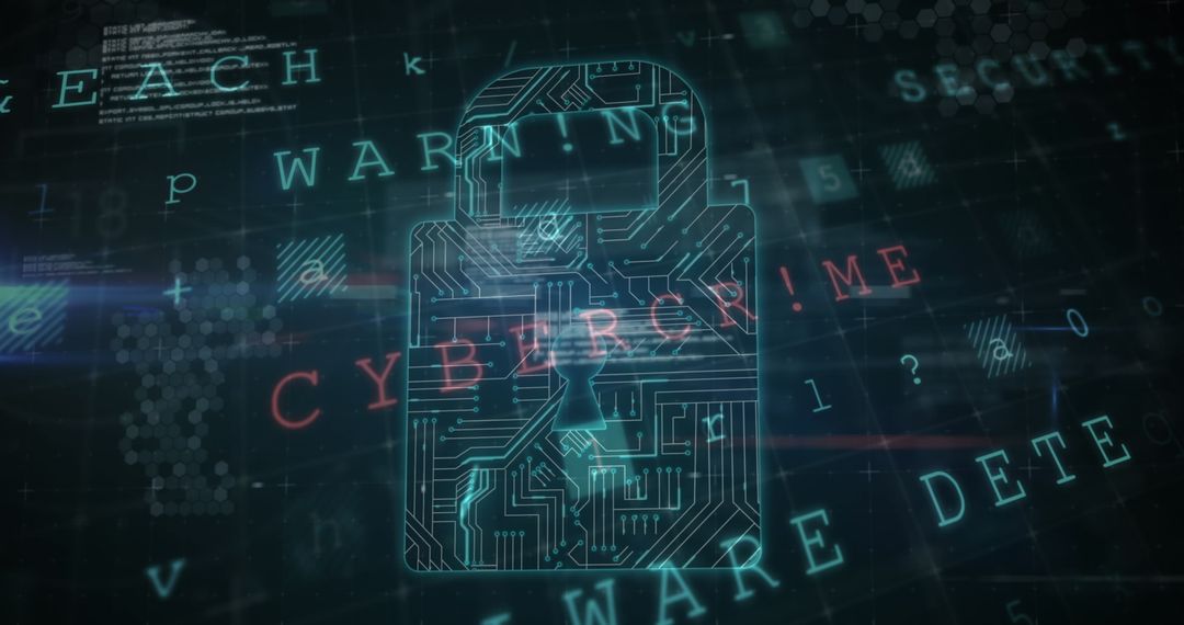 Cybersecurity Digital Interface with Encryption Padlock