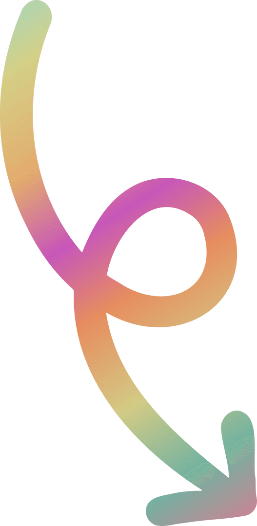 Gradient Looped Arrow Illustration on Transparent Background