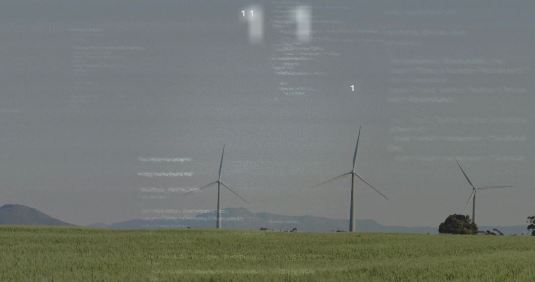 Wind Turbines Generating Renewable Energy Over a Green Field Landscape