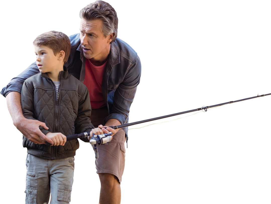 Father Teaching Son Fishing in Transparent Background - Download Free Stock Images Pikwizard.com