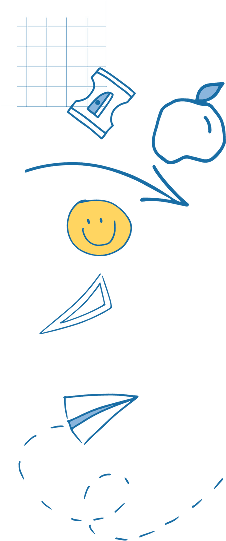 Educational Icons on Transparent Background with Grid Paper