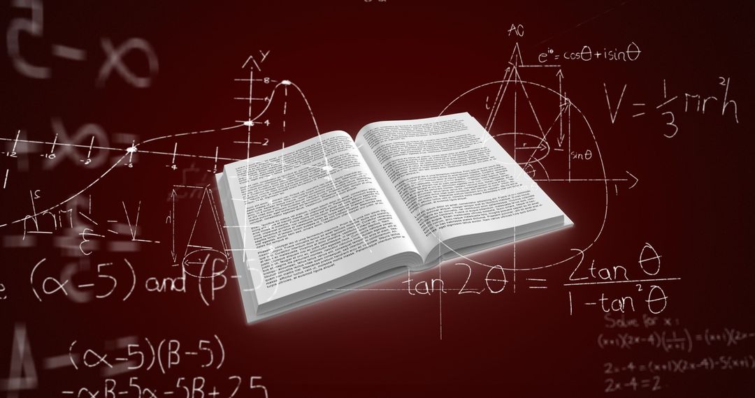 Open Book with Mathematical Formulas on Gradient Background