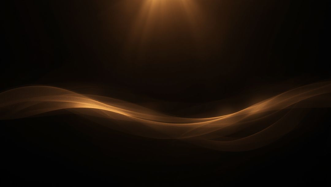 Flowing Golden Light Wave on Black Background