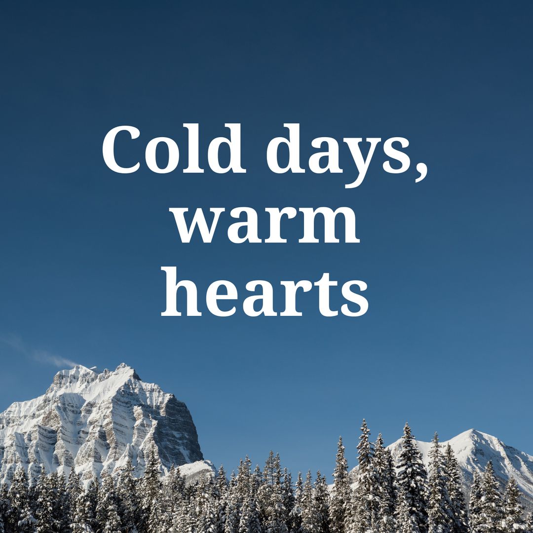 Winter Mountain Scenery with Inspirational Text for Seasonal Greetings