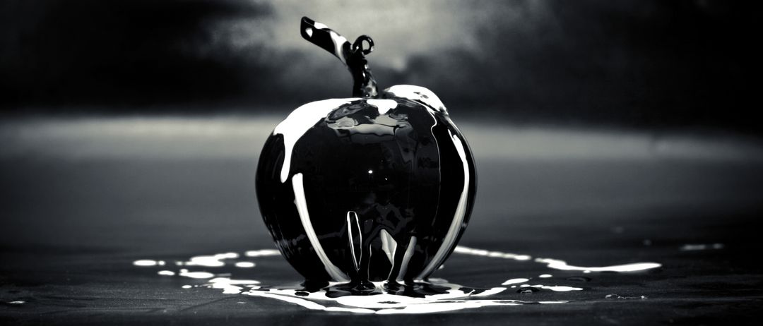Black and White Liquid Covered Apple with Dramatic Lighting - Free Images, Stock Photos and Pictures on Pikwizard.com