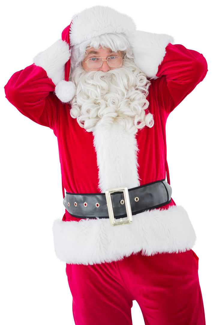 Transparent Stressed Santa Claus Holding Head Wearing Red Suit - Download Free Stock Images Pikwizard.com