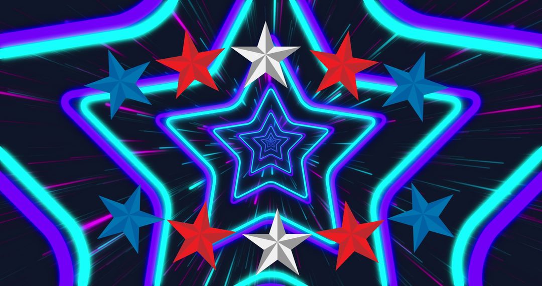 Vibrant Neon Stars in Dynamic Abstract Pattern