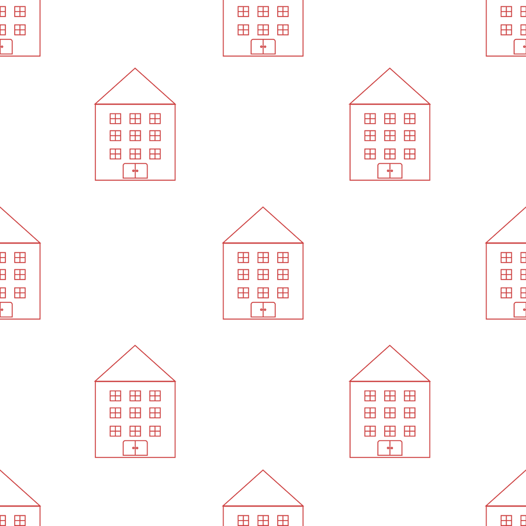 Red House Icon Pattern on Transparent Background