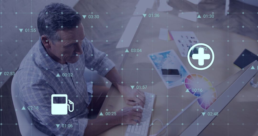 Business Professional Analyzing Digital Data Overlays