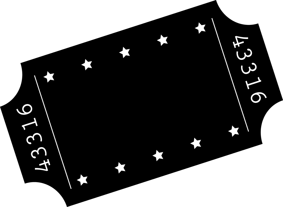 Rotating Minimalist Ticket on Transparent Backdrop with Star Design