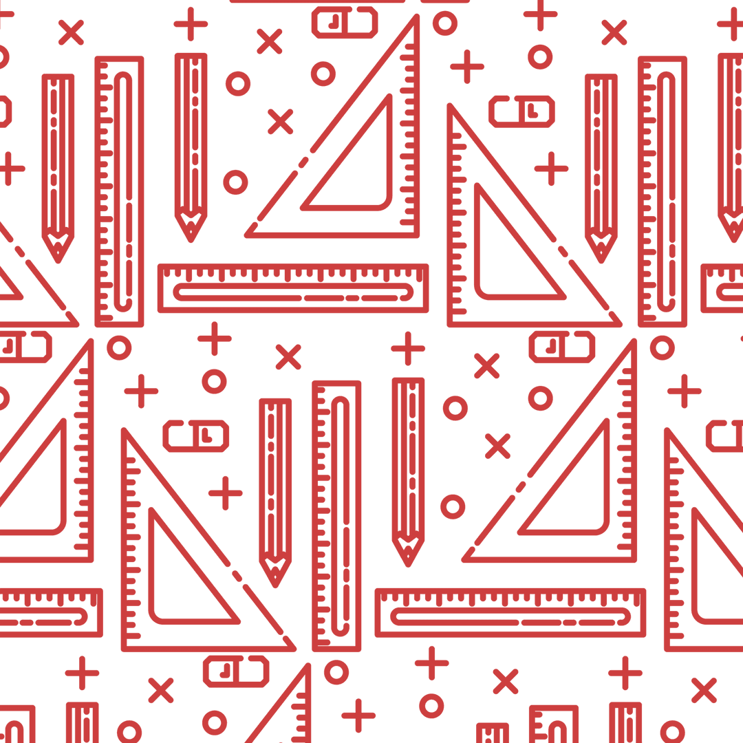 Red School Utensils Pattern on Transparent Background