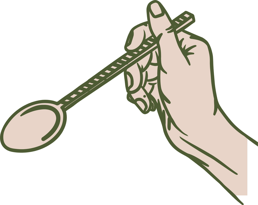 Line Art Spoon Twisted Handle on Transparent Background