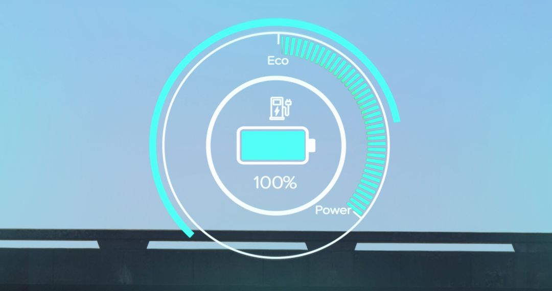 Electric Vehicle Dashboard Display with Full Battery Indicator