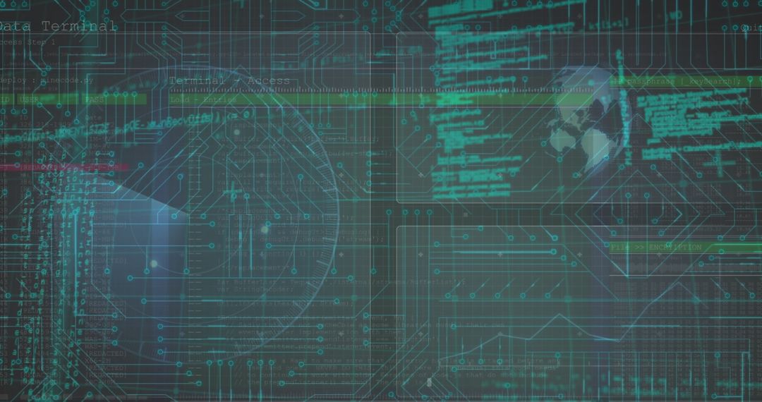 Global Data Network and Digital Processing Concept Background