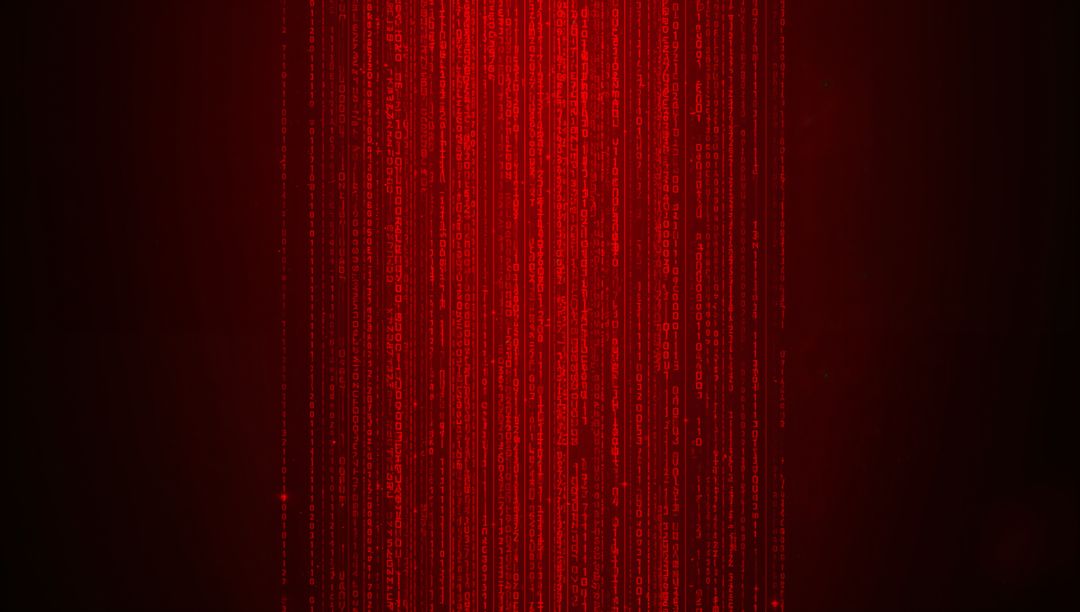 Crimson Matrix Rain — Cascading Vertical Code Streams with Neon Cyberpunk Glow