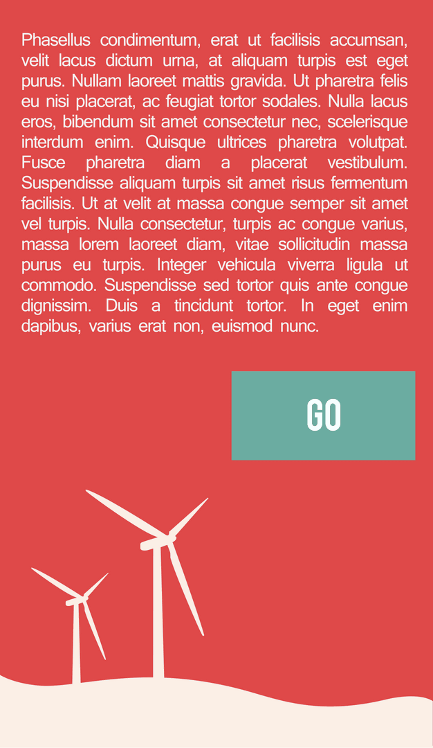 Transparent Infographic with Wind Turbines and Go Button for Renewable Energy